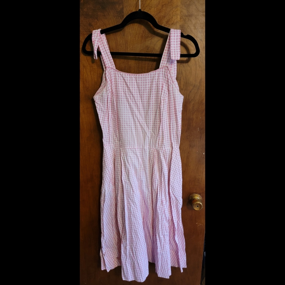 Vintage 50s 60s pink polka dot swing dress